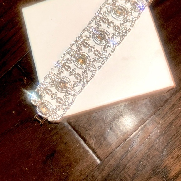 Nordstrom's "Statement " Bracelet - Silver W/ Rhinestones - Picture 2 of 4